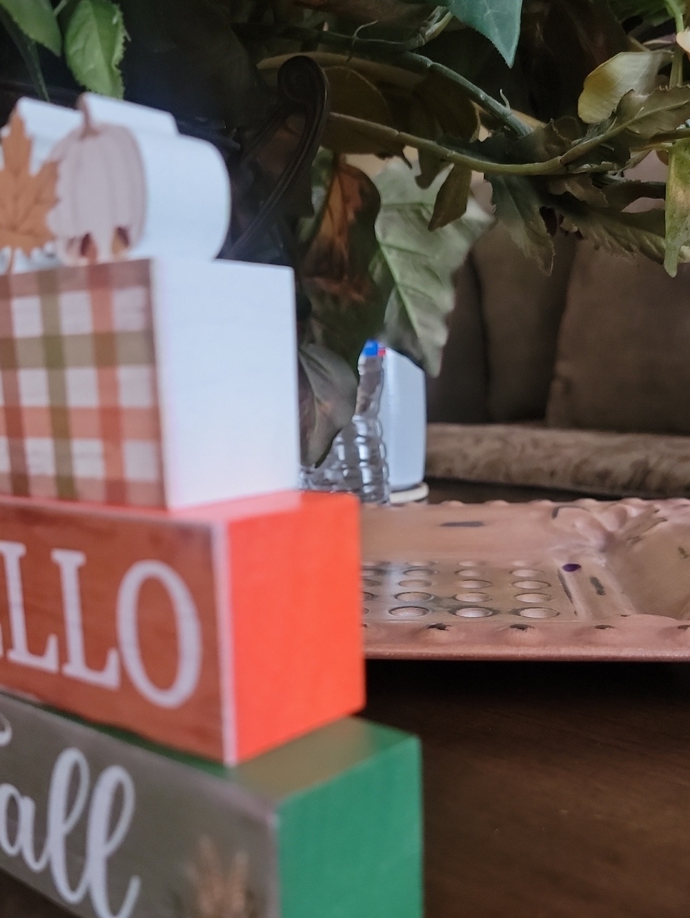 Hello Fall Wooden Block Decor - Orange & Green - Picture 6 of 7